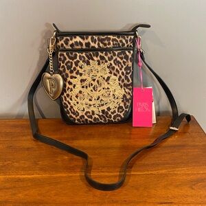 Paris Hilton Gold and Black Leopard Crossbody Bag